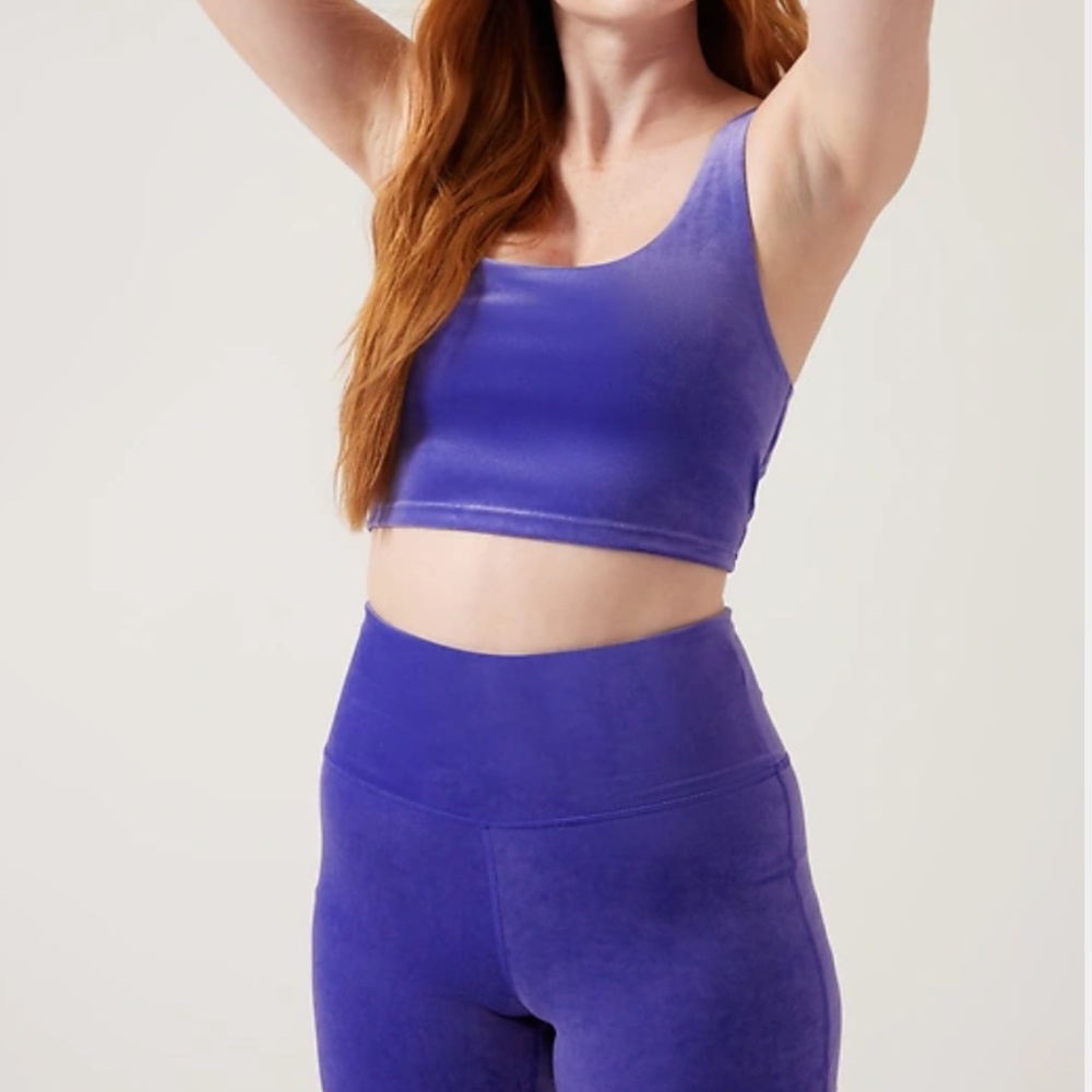 ATHLETA- 2 piece velvet tights and cut out crop set- NWT